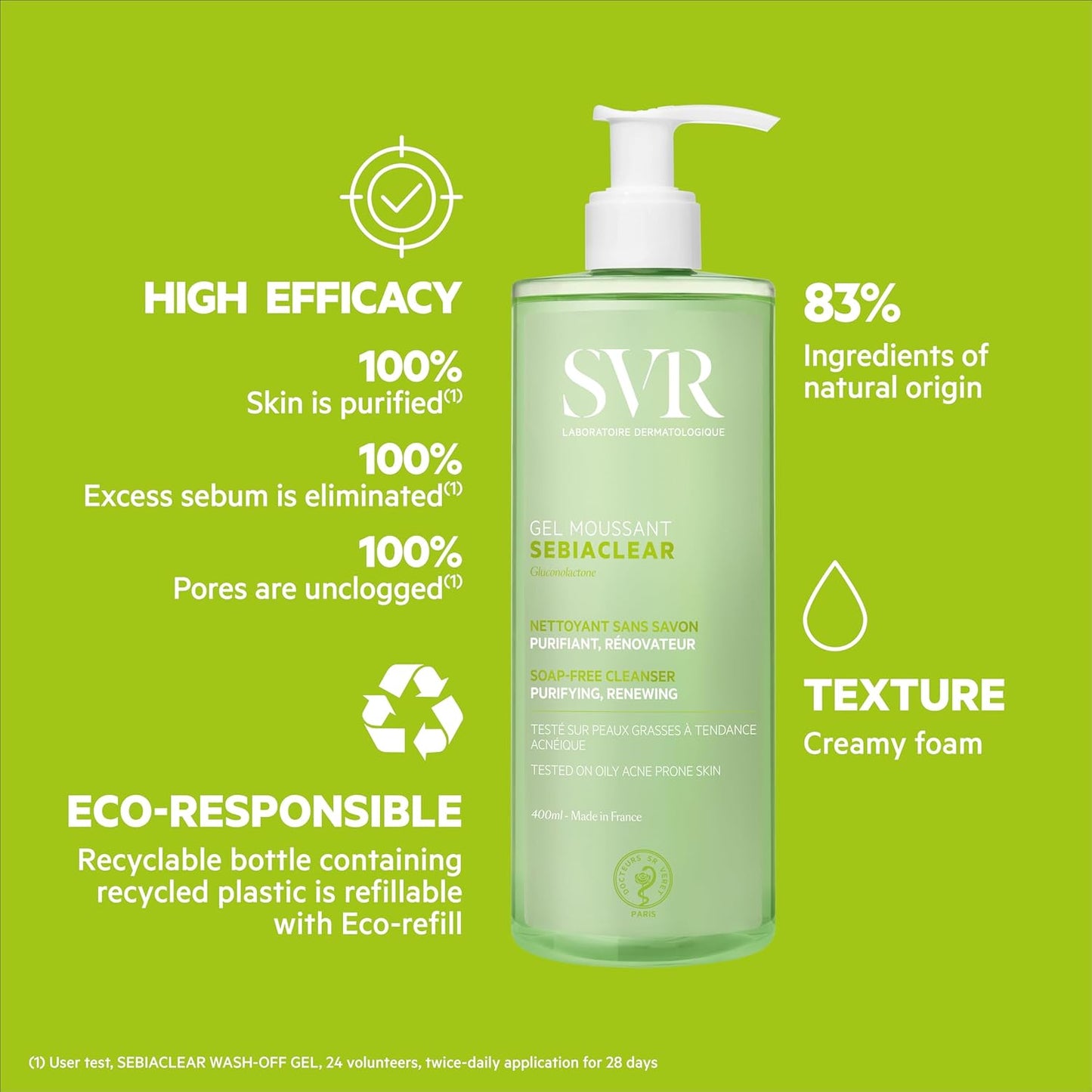 SVR Sebiaclear Gel Moussant - Deep Cleansing Face Wash for Oily Skin | 400ml (13.53 Fl Oz)