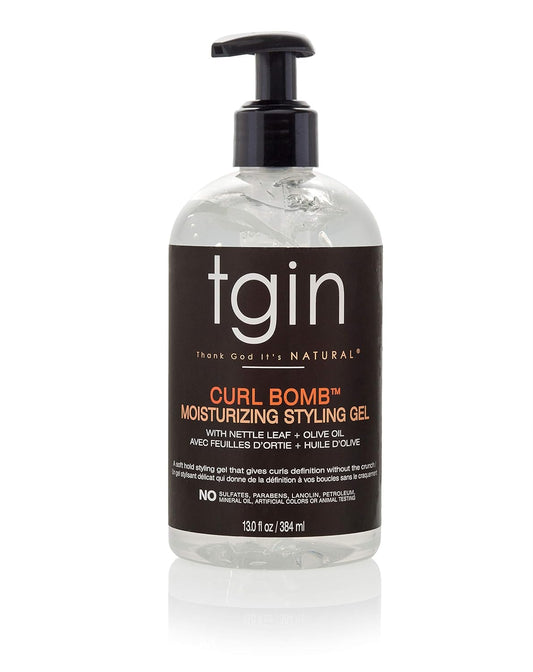 TGIN Curl Bomb Moisturizing Styling Gel - Frizz Control & Curl Definition with Olive Oil | 13oz Pump Bottle for Curly, Coily & Wavy Hair