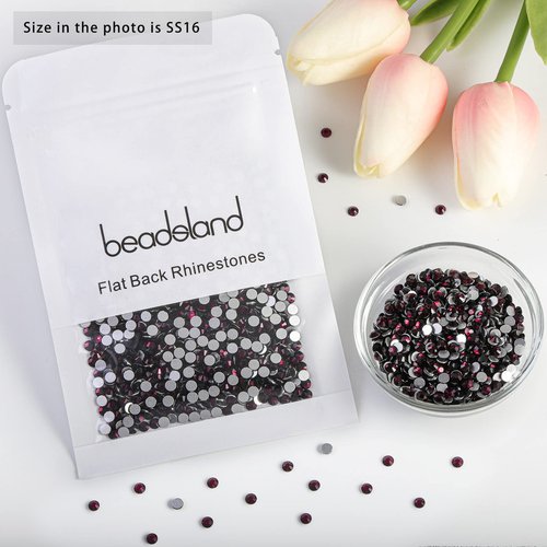 Beadsland 2880pcs Flat Back Crystal Rhinestones Round Gems for Nail Art and Craft Glue Fix, Amethyst, SS16,3.8-4.0mm