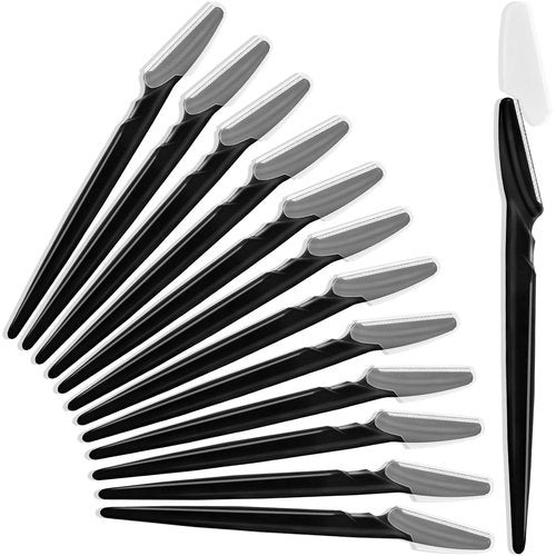 HFATMOS Eyebrow Razors - 12 Pcs Multipurpose Exfoliating Dermaplaning Tools | Facial Hair Removal (Black)