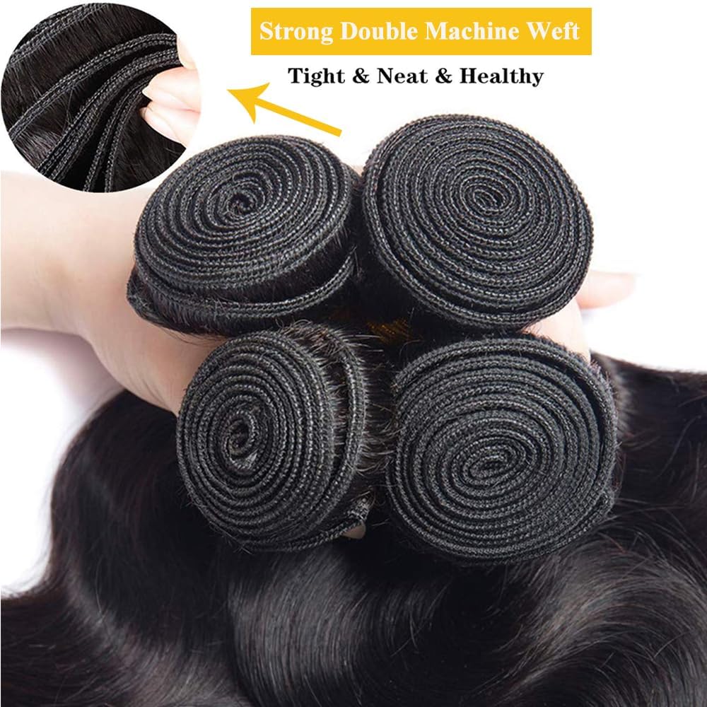 WAITALL Brazilian Body Wave One Bundle 8 inch 100% Unprocessed Brazilian Virgin Body Wave Human Hair Natural Black 8A Brazilian Body Wave Human Hair Weft