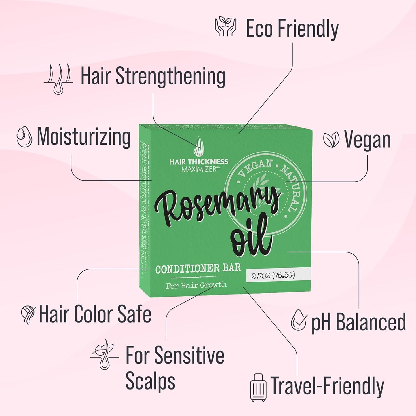 Skiennix Rosemary Oil Conditioner Bar - Eco-Friendly, Vegan Hair Growth Solution | 3 Liquid Bottles Equivalent