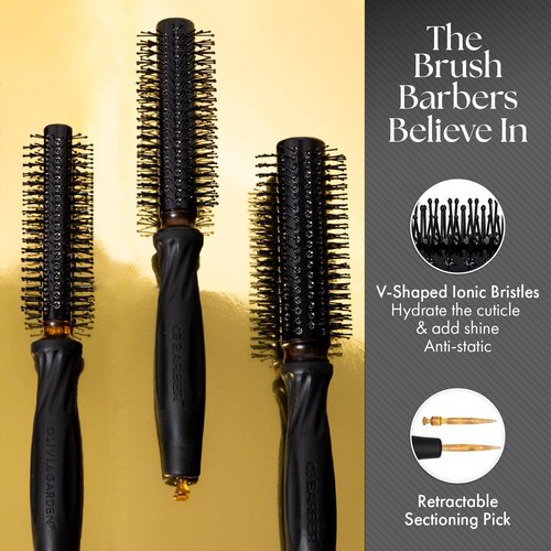 Olivia Garden OG Barber Brushes - Ergonomic Non-Slip Handle with Ionic Technology | Lightweight & Comfortable for Quick Short Hair Styling