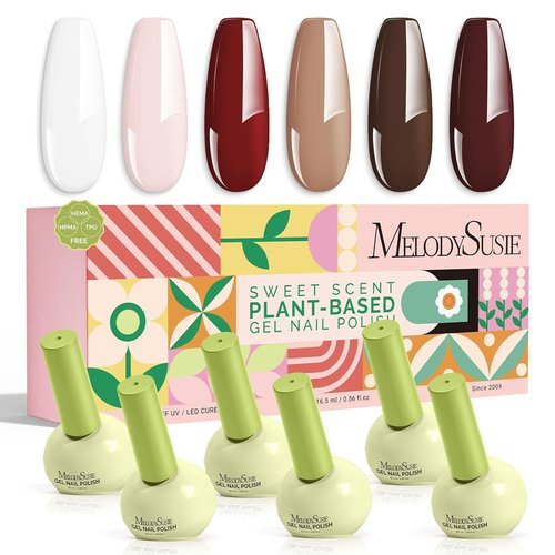 MelodySusie Gel Nail Polish Set - Highly Pigmented HEMA-Free Formula | 6 Macaron Colors in Gift Box