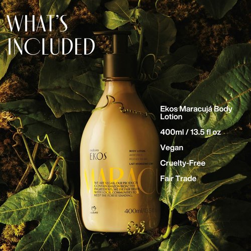 Natura Ekos Passion Fruit Body Lotion - 24-Hour Hydration & Calming Formula - Vegan Skin Care - 13.5 fl oz