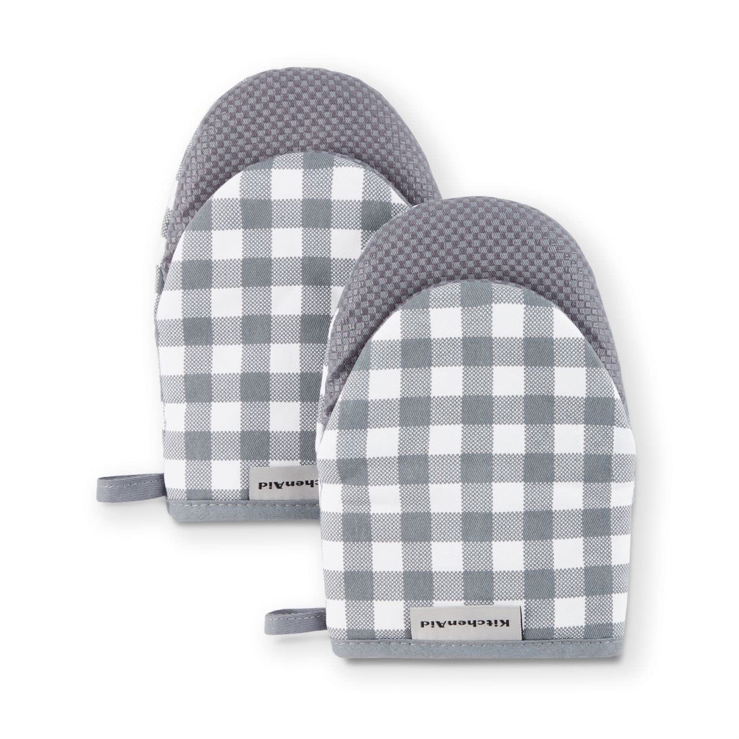 KitchenAid Gingham Mini Oven Mitt 2-Pack Set, Blue Velvet, 5.5"x8"