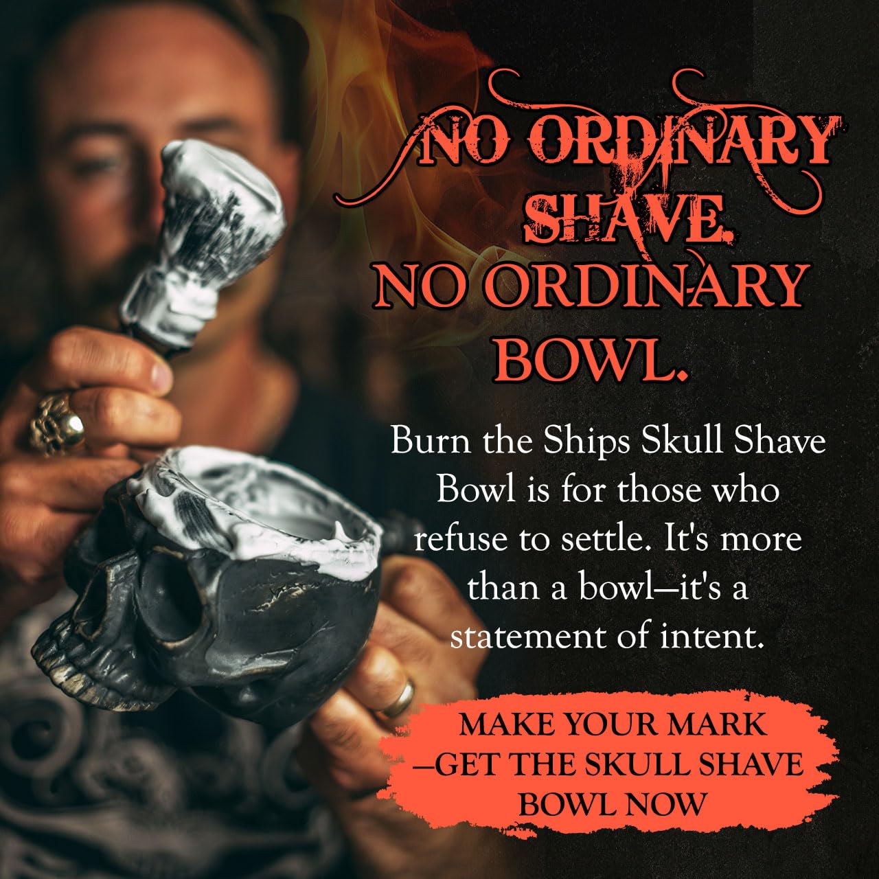 Burn The Ships Shaving Bowl | Shave Bowl Handmade Skull Shaving Mug For Shave Kit | Shaving Brush Bowl For Men | Shaving Soap Bowl | Great For Shaving Set | Shave Brush Bowl | Lather Bowl |Shave Mug
