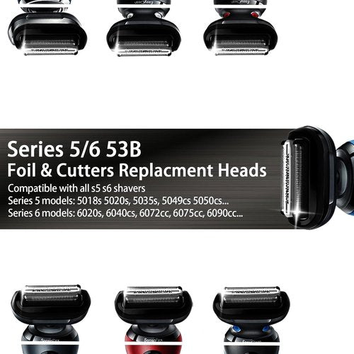 53B Series Replacement Foil & Cutter Heads by [Brand Name] - Compatible with S5/S6 Models | 2-Pack
