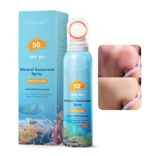 Reef Safe Sunscreen Spray SPF 50 - Lightweight Zinc Oxide Mineral Protection | 360° Spray, 6.76oz/200ml