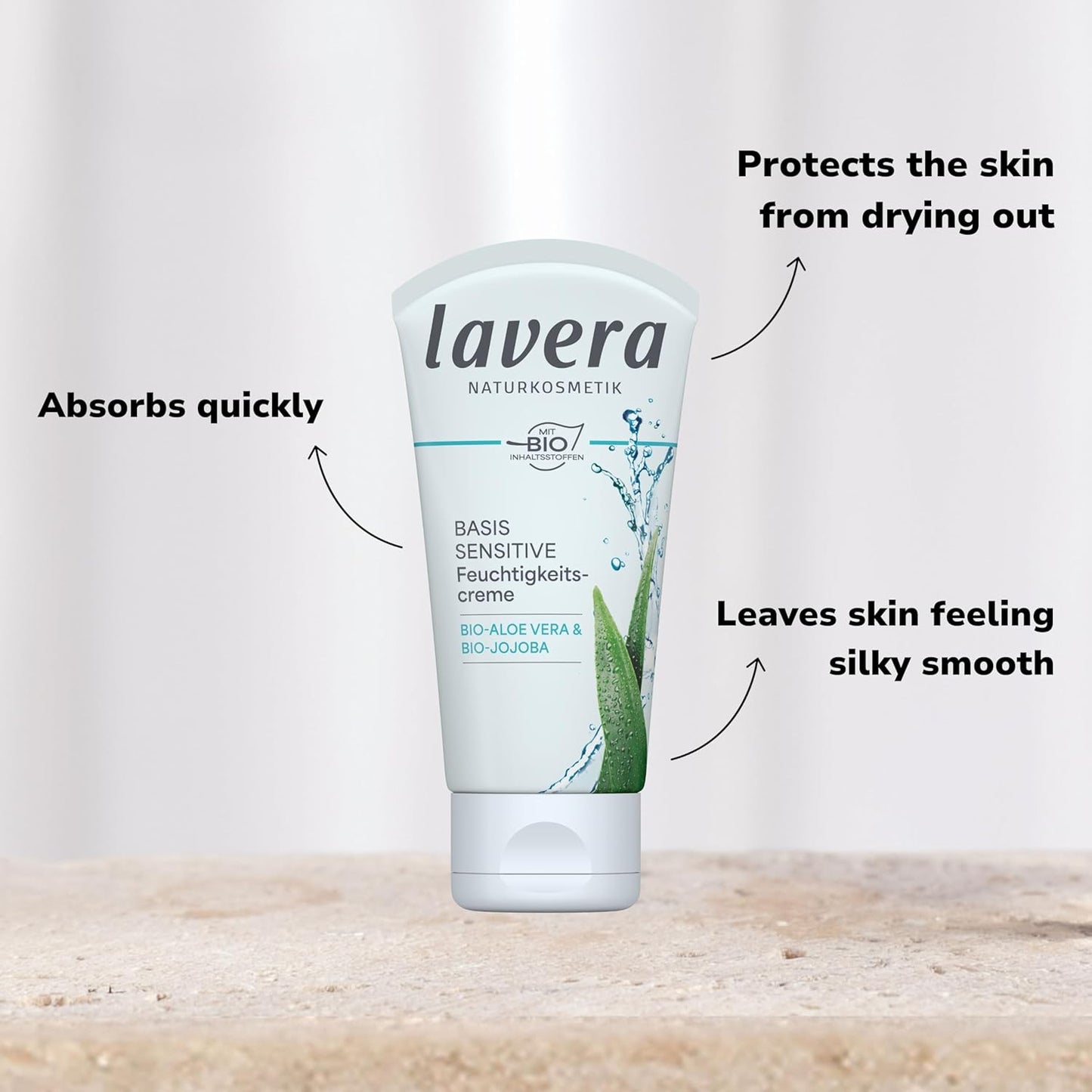Lavera Basis Sensitive Moisturizing Cream - Organic Vegan Face Moisturizer with Aloe Vera & Shea Butter - 1.69 Fl Oz