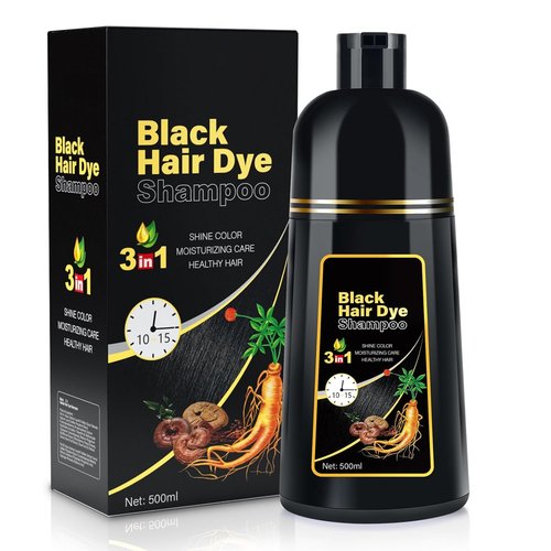 Cosmpro Black Hair Dye Shampoo - 3-in-1 Herbal Formula for Gray Hair Coverage | Natural Black Color
