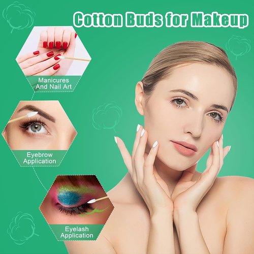 Egaageoi Cotton Swabs - 1000 Count Double Precision Tips with Bamboo Sticks | Ideal for Beauty, Manicures & Cleaning