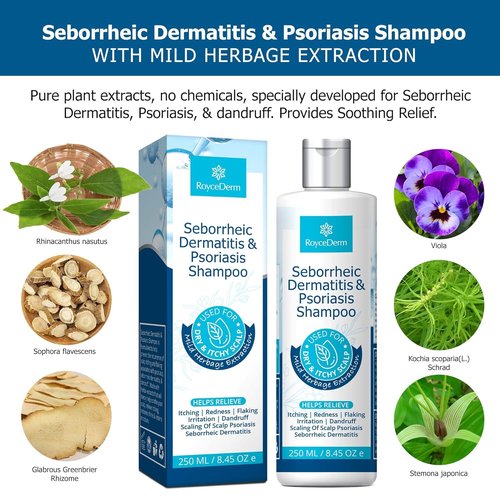 Roycederm Seborrheic Dermatitis Shampoo - Relieves Itching & Flaking for Dry, Itchy Scalp