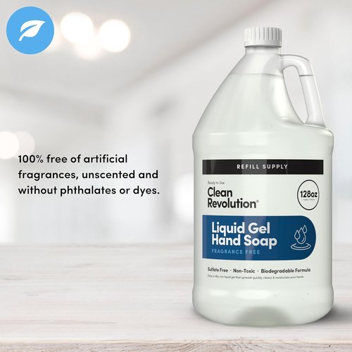 Clean Revolution Liquid Gel Hand Soap - Silky Rich Formula for Quick Lather & Fast Rinsing | 128 Fl Oz, Fragrance Free