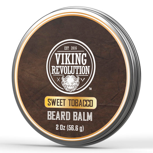 Viking Revolution Beard Balm - Tobacco Scented Moisturizing Butter with Argan & Jojoba Oil | 2oz