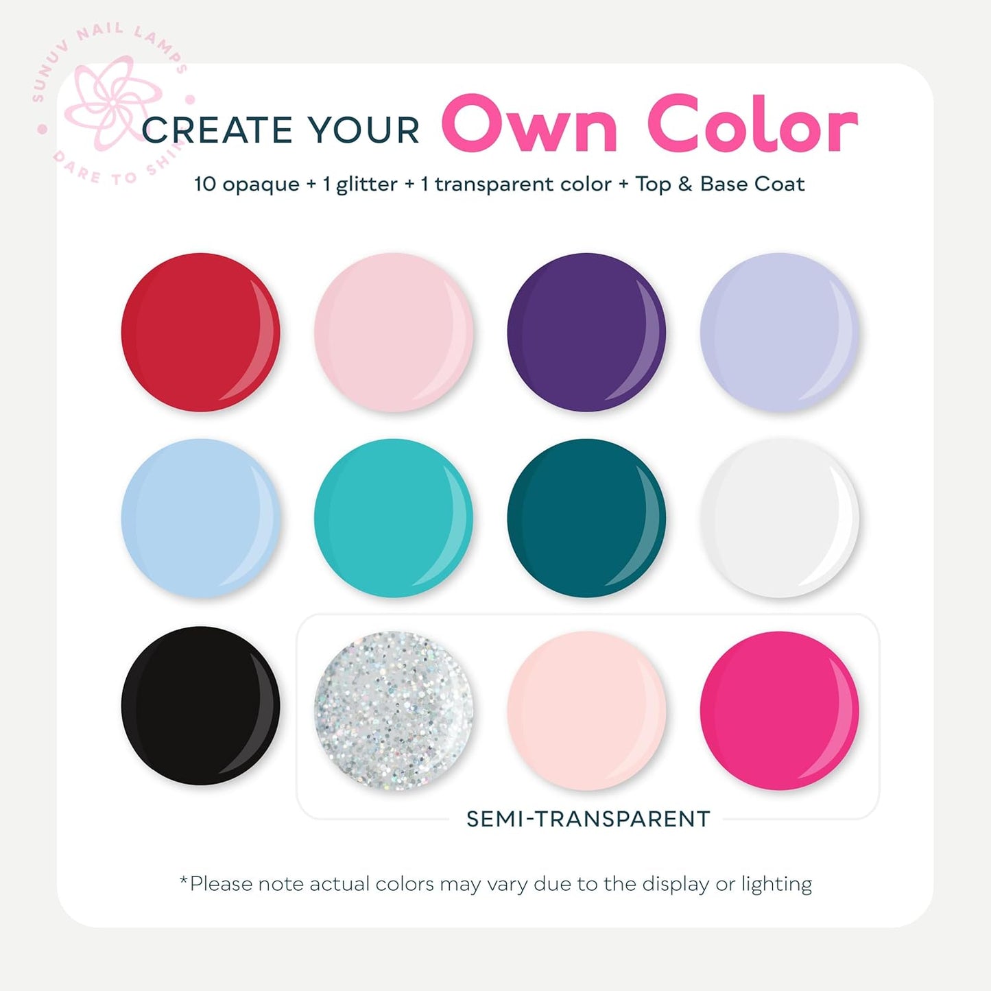 SUNUV Gel Nail Polish Kit - 23 Pcs with UV Light | 12 Vibrant Colors & Manicure Tools for Home Salon