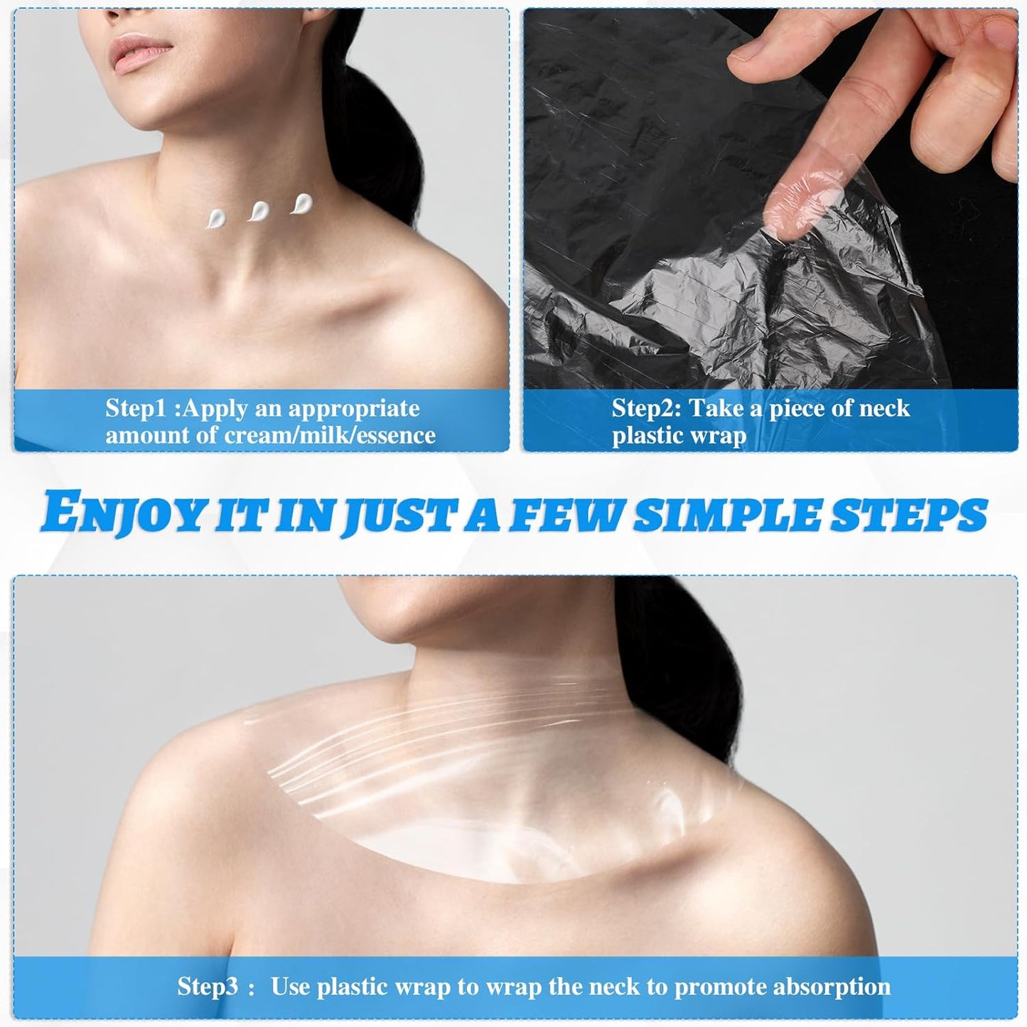 Skiennix Neck Wrinkle Mask - 200 Disposable Sheets for Moisture Lock & Firming | DIY Skin Care