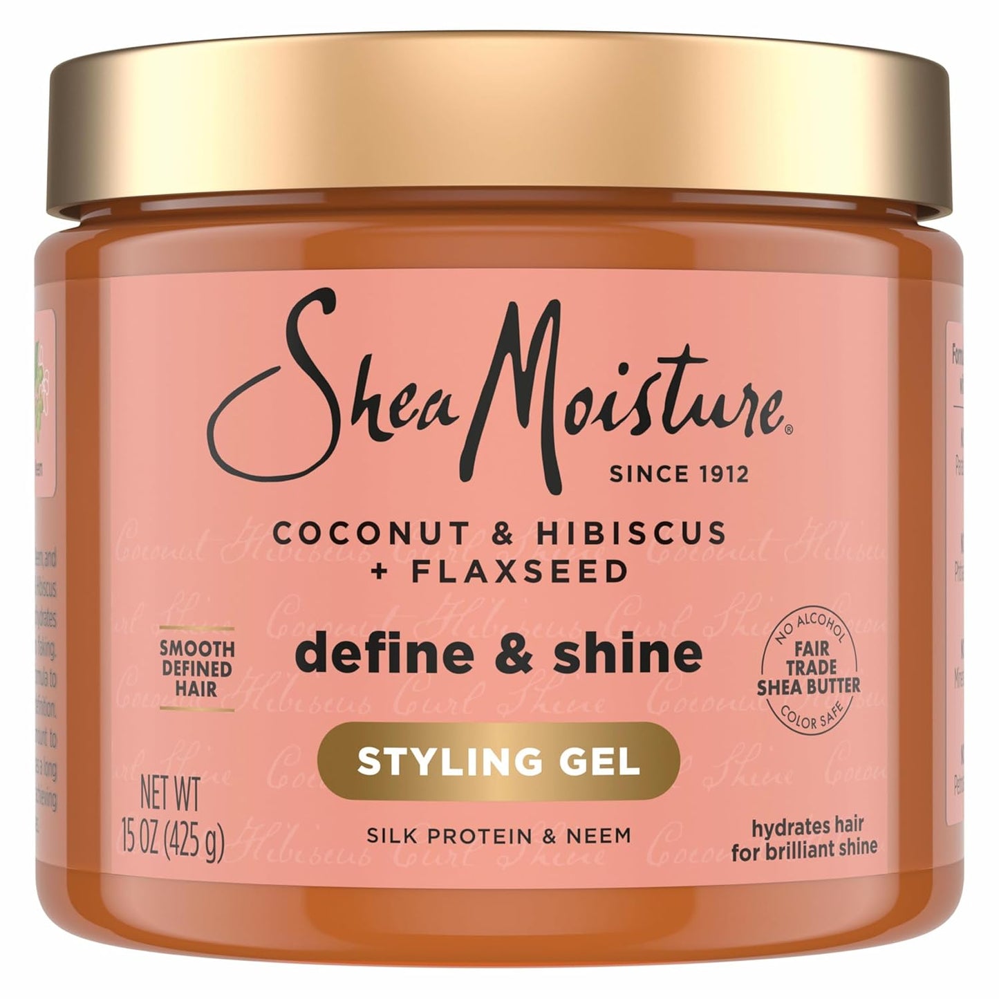 SheaMoisture Define & Shine Styling Gel - Hydrating Flaxseed & Coconut Formula | 15 oz Paraben-Free Frizz Control