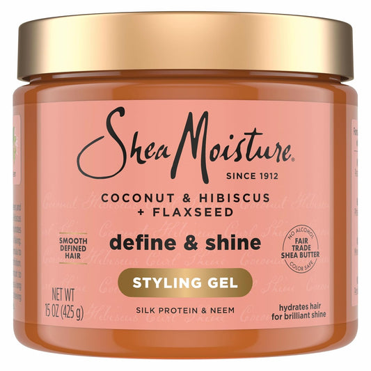 SheaMoisture Define & Shine Styling Gel - Hydrating Flaxseed & Coconut Formula | 15 oz Paraben-Free Frizz Control