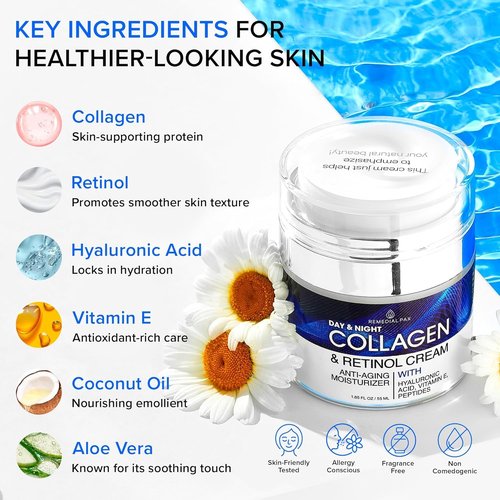 Regine Switzerland Collagen Face Cream - Anti-Aging Moisturizer with Retinol & Hyaluronic Acid for All Skin Types