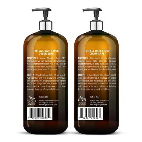 MAJESTIC PURE Biotin Shampoo and Conditioner Set with DHT Blocker Complex - Hydrating, Nourishing & Supporting Healthy Hair, Sulfate Free, for Men & Women - 16 fl oz each