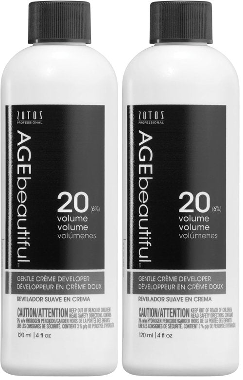 AGE beautiful 20 Volume Gentle Creme Hair Developer | For Permanent Hair Color Dyes, Toners, Lighteners | Professional Salon Coloring | Long Lasting Haircolor | 4 Fl Oz (Pack of 2)