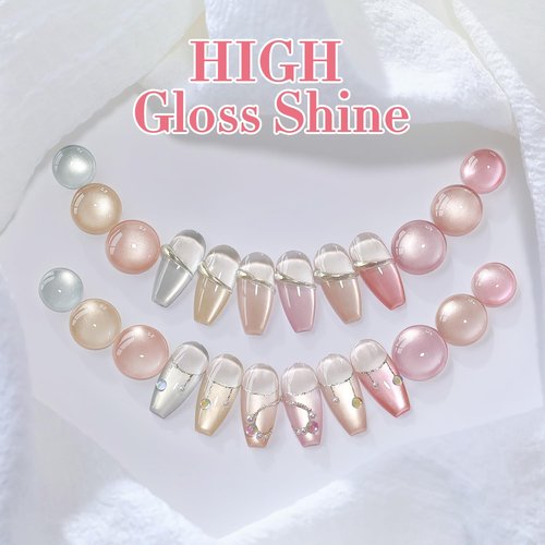 Double Rhythm 6 Colors Cat Eye Gel Polish Set Shimmer Glitter with Magnet Holographic Reflective Magnetic UV Nail Art Kit (6-Kit-46)