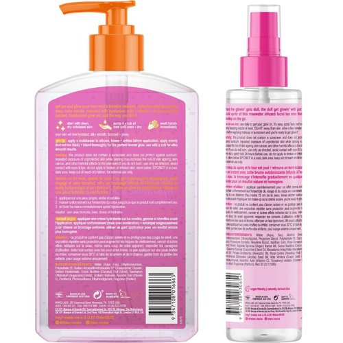 b.tan Clear Self Tan Gel & Face Spray Kit - Dark 1 Hour Express, Transfer-Resistant Tanner with Body Mitt
