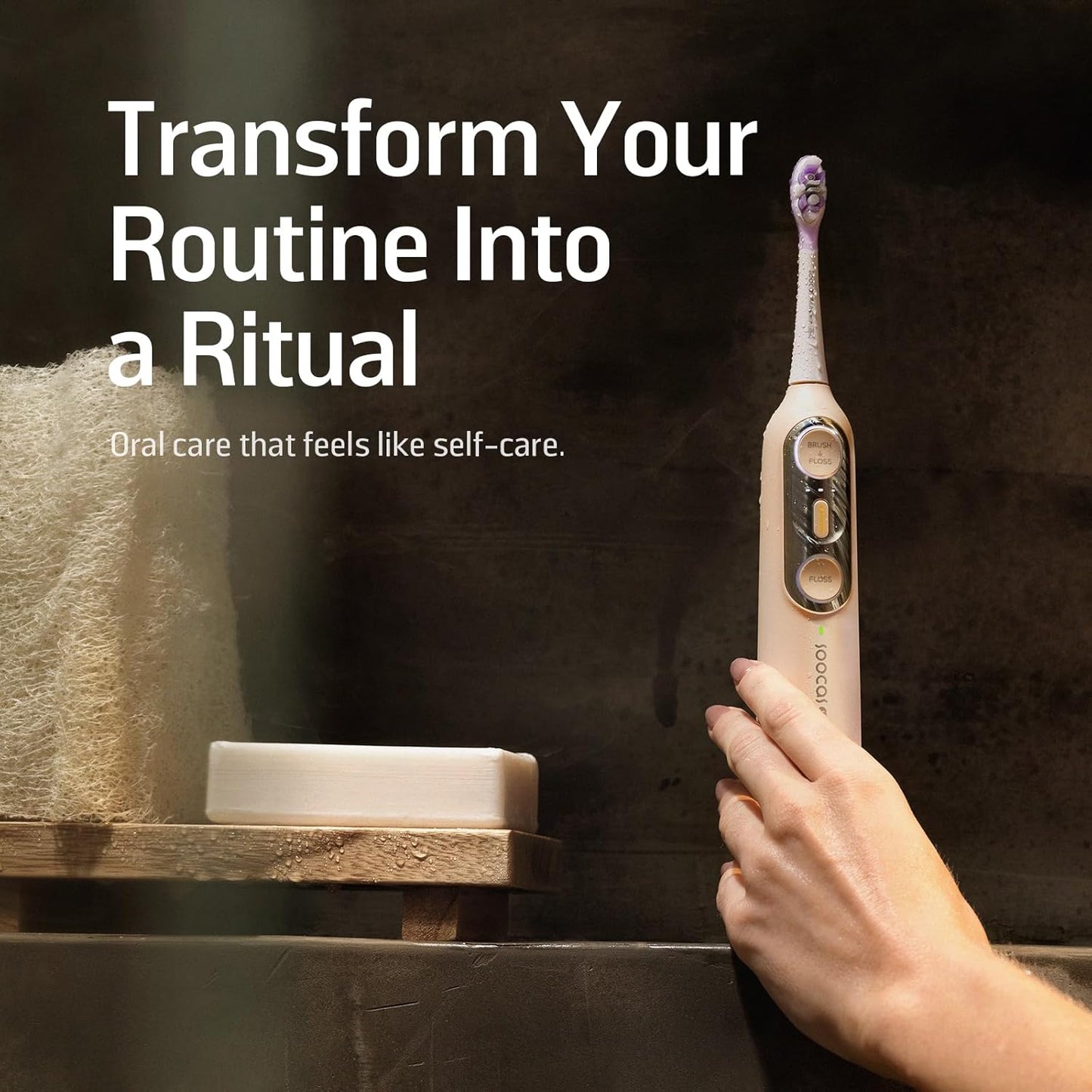 Soocas NEOS II Ultra Electric Toothbrush - 3-in-1 Flossing & Water Flosser Combo, Champagne Gold