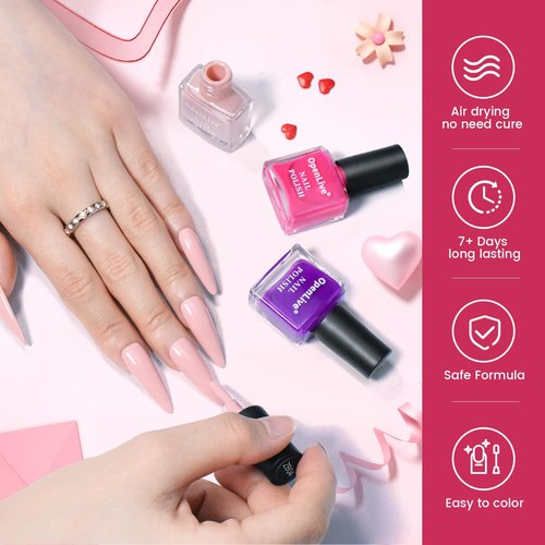 OpenLive 12 PCS Nail Polish Set - 10 Vibrant Colors with Base & Top Coat | Fast Drying for DIY Beginners