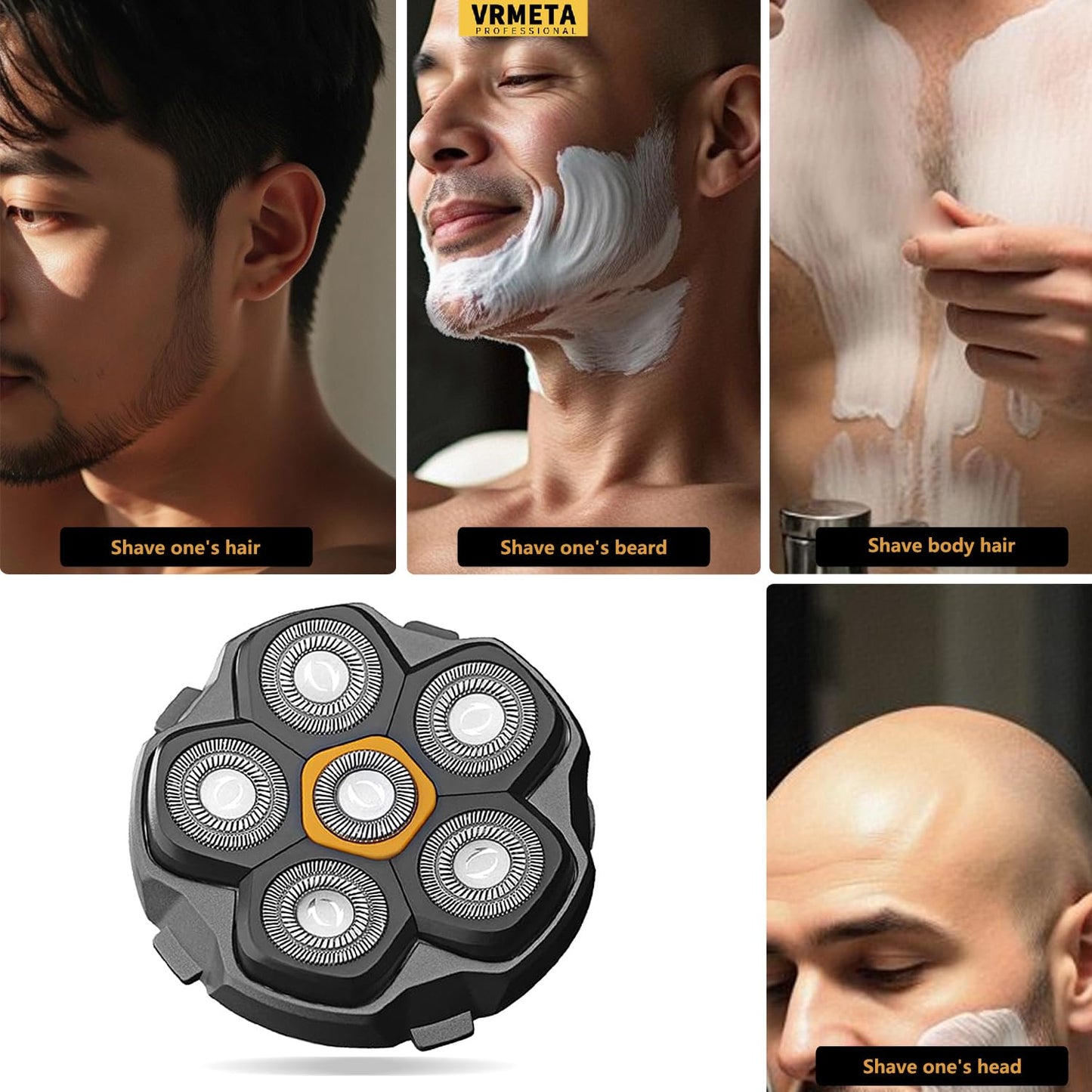 Skiennix 6 Blade Magnetic Replacement Shaving Heads - Compatible with All 6D Electric Razors (1 PCS)
