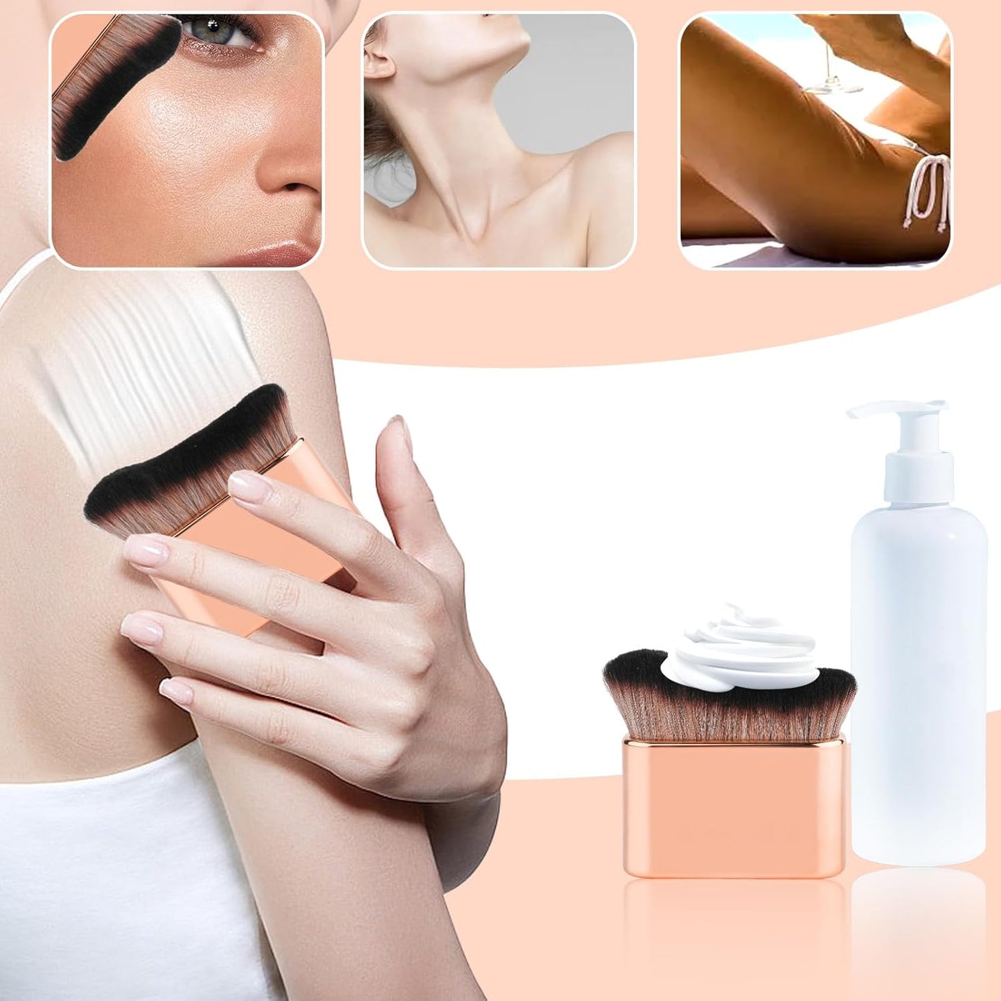 Skiennix Self Tanning Brush - Premium Foundation Tan Applicator for Face & Body (Rose Gold)