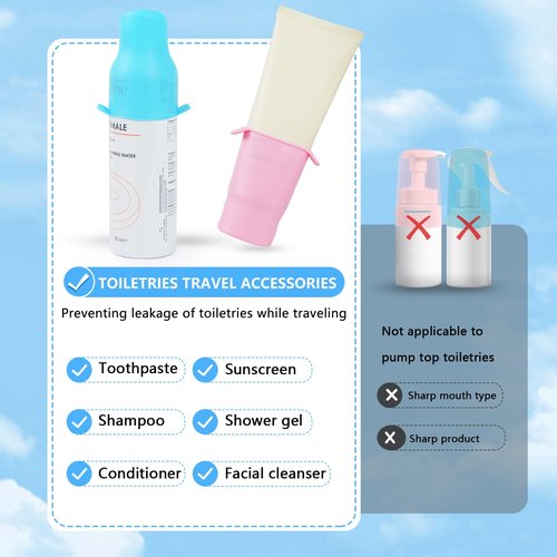 8 Pack Silicone Bottle Covers,Travel Essentials for Women,Travel Size Toiletries,Elastic Sleeves for Leak Proofing,Travel Accessories, Cruise Ship Essentials,Cruise Must Haves,Cruise Essentials