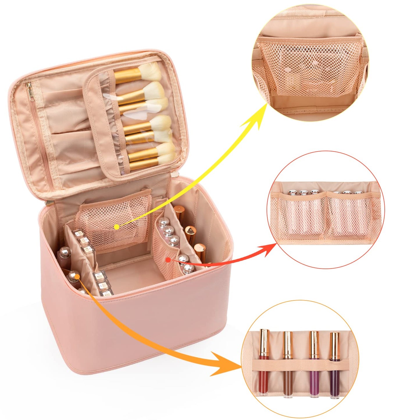 OCHEAL Makeup Bag, Large Travel Makeup Bag Cosmetic Bags for Women Traveling Washable Make Up Bag Organizer Case -Large Pink