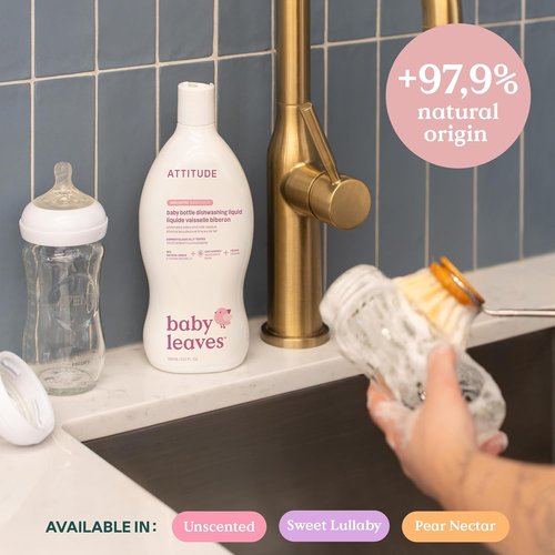 ATTITUDE Baby Bottle & Dish Soap - EWG Verified, Dye-Free Cleaner for Milk Residue & Grease, 23.7 Fl Oz