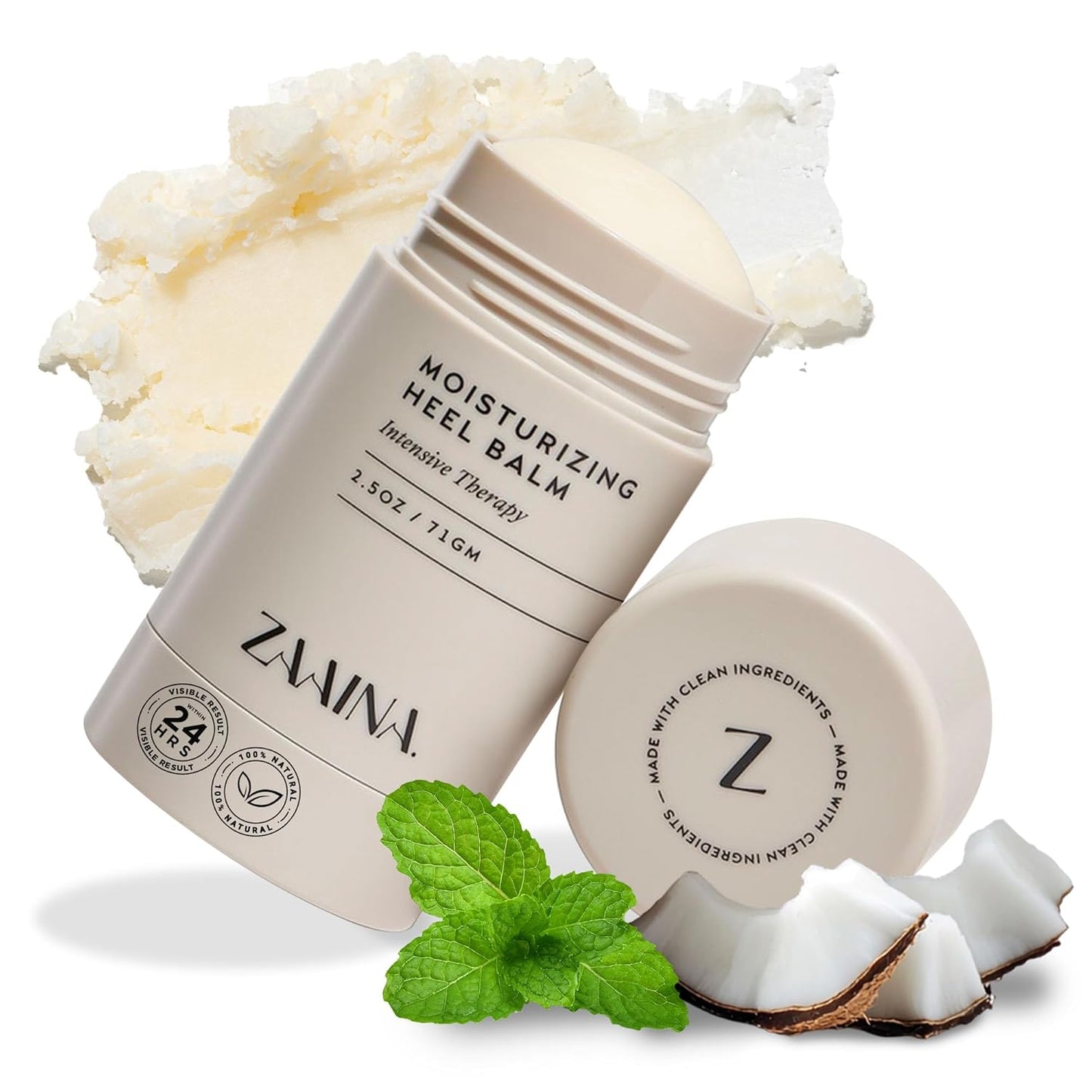 ZAAINA Intensive Heel Balm Stick - Miracle Foot Repair Cream for Dry, Cracked Feet - 2.5 oz Tube