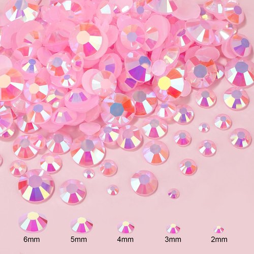 Canvalite 25000PCS Resin Jelly Rhinestones for Crafting, Pink AB Flatback Gems, Bedazzling Crystal with 5x2.5g B7000 Jewelry Glue and Tweezers Dotting Pen for DIY Crafts Clothing Shoes Nail Art