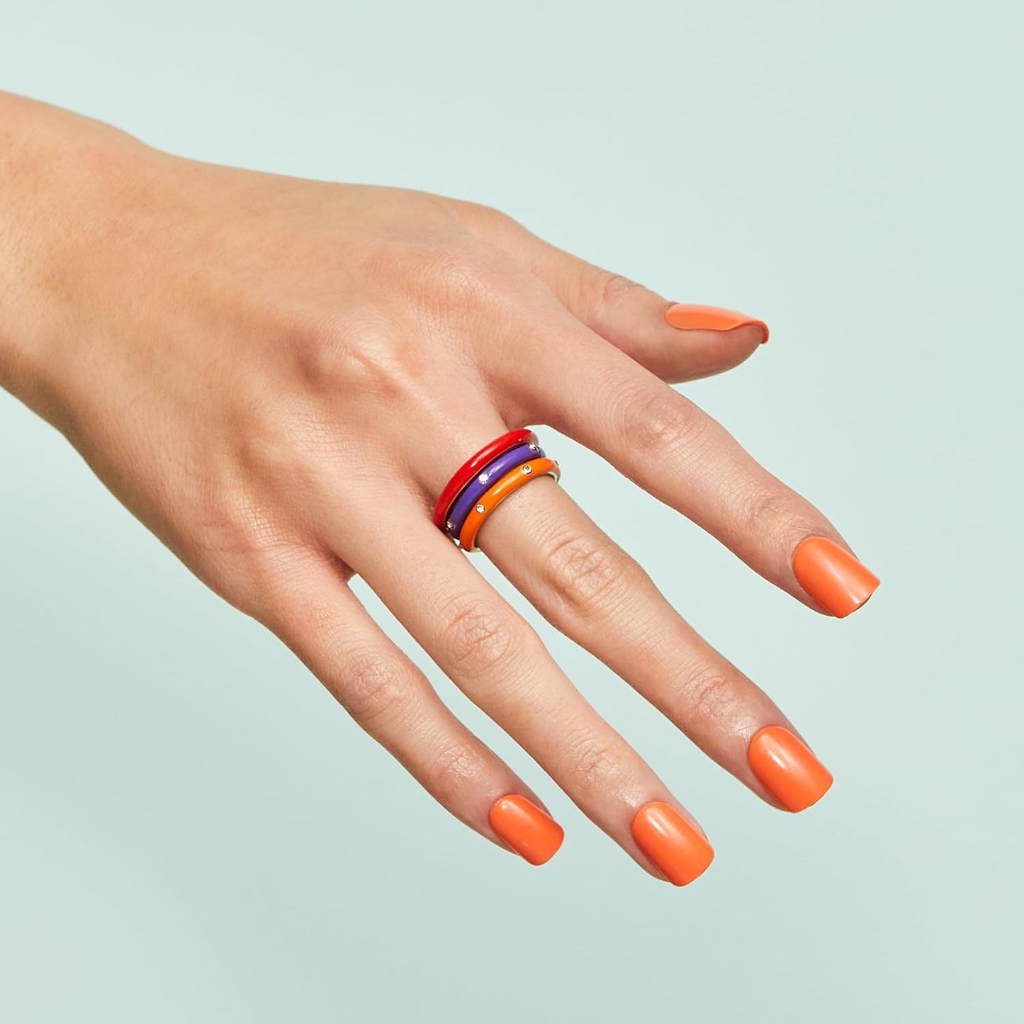 imPRESS Color Press On Nails - Sweet Mango Solid Orange | Short Squoval Design with PureFit Technology & Super Hold Adhesive