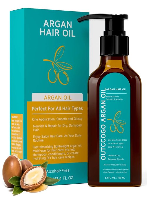 Outccogo Moroccan Argan Oil - Nourishing Hair Oil for Frizz Control & Heat Protection | 3.4 Fl Oz