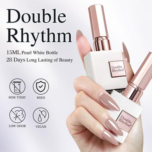 Double Rhythm Gel Polish 15ML Jelly Sheer Pastel Light Milky Color Pearl White Bottle 1 PC 0.5 OZ Full Size Nail Art Salon at Home (Milky Khaki-D1467)