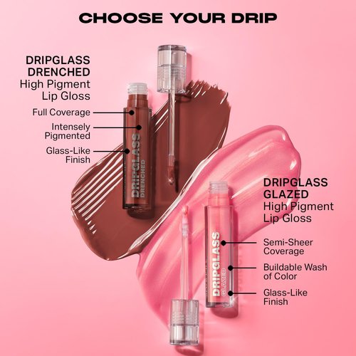 MORPHE Dripglass High Shine Lip Gloss - Semi-Sheer & Full Coverage with Glass-Like Shine - Infused With Squalane & Vitamin E - Unbreakable Brick (0.13 Fl Oz)