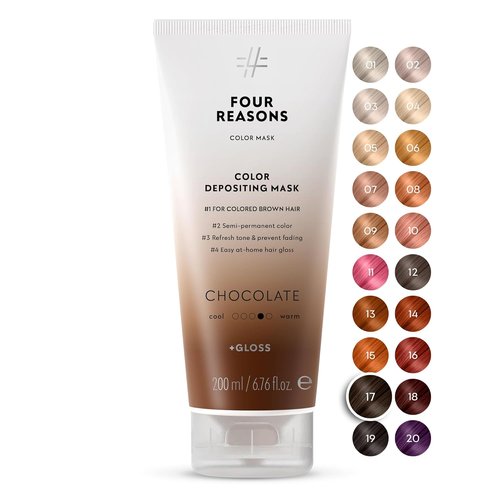 FOUR REASONS Color Mask - Chocolate Hair Gloss & Color Depositing Conditioner | Vegan, 6.76 fl oz