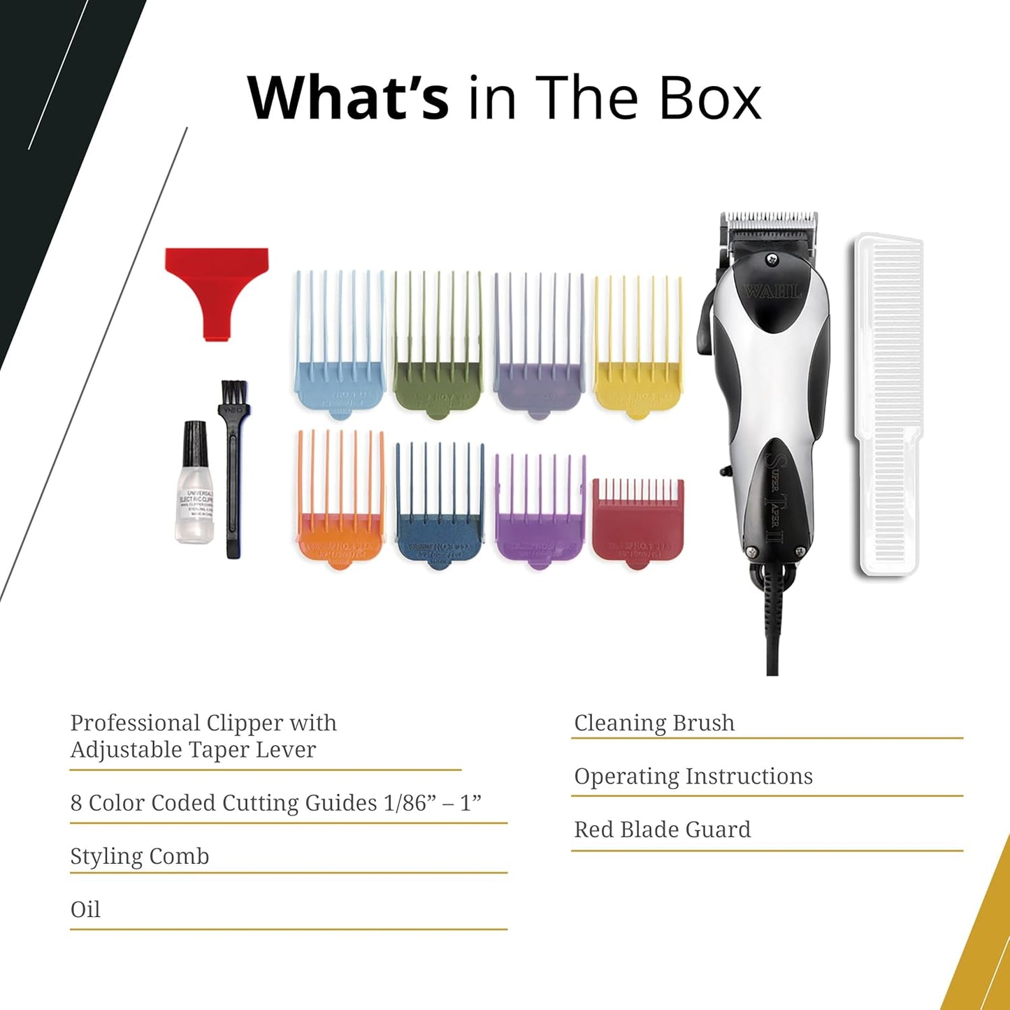 Wahl Professional Super Taper II Hair Clipper - Adjustable Blade for Precision Cutting | Silver Finish