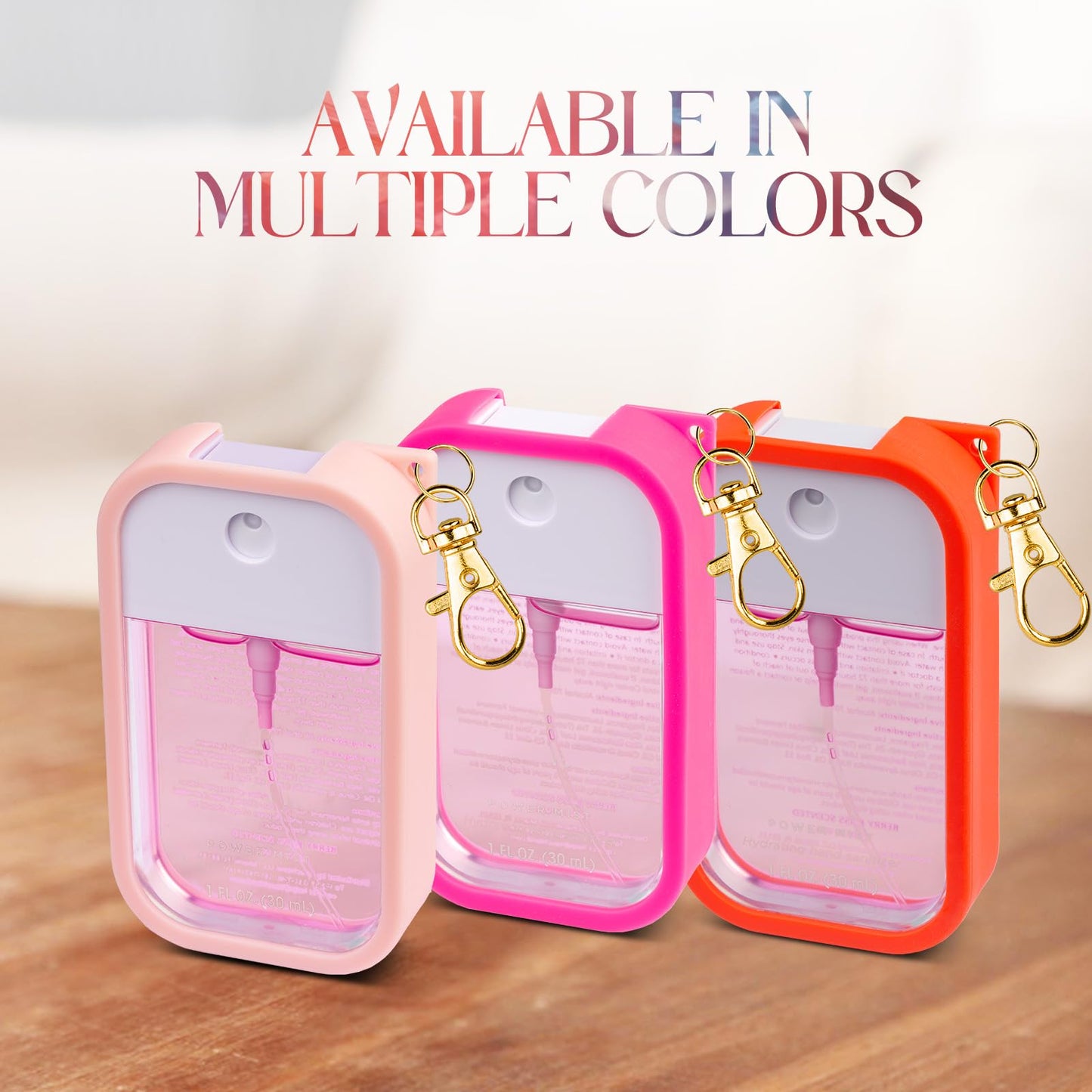 COCGVEL Silicone Case Compatible with Touchland Hand Sanitizer Spray, Protective Case with Keychain for Power Mist and Glow Mist 1 fl oz, Hand Sanitizer Spray Accessory (Colourful 1, 3 Pack)