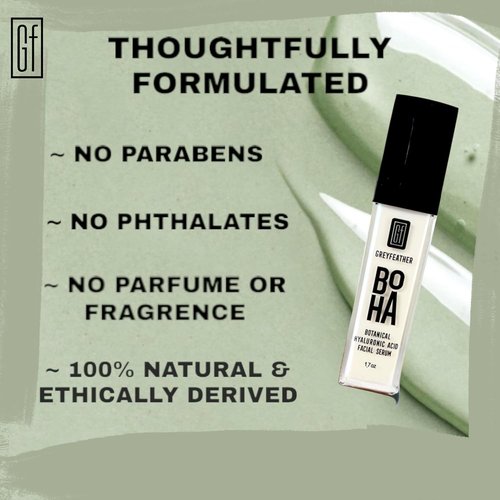 Greyfeather Hyaluronic Acid Serum - Botanical Hydration with Vitamin C & E | Anti-Aging, Vegan, 1.7oz