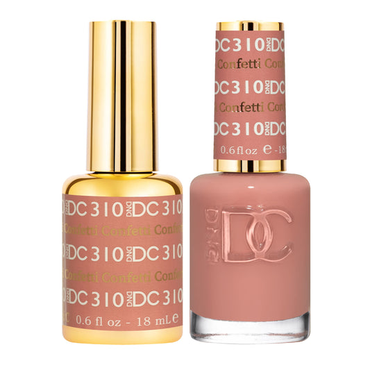 DND DC Gel Polish Set, Deep Nude Collection, UV/LED Gel Polish and Air Dry Nail Lacquer, Matching Chip-Free Polish Duo, 310 Confetti, 0.5 Fl Oz
