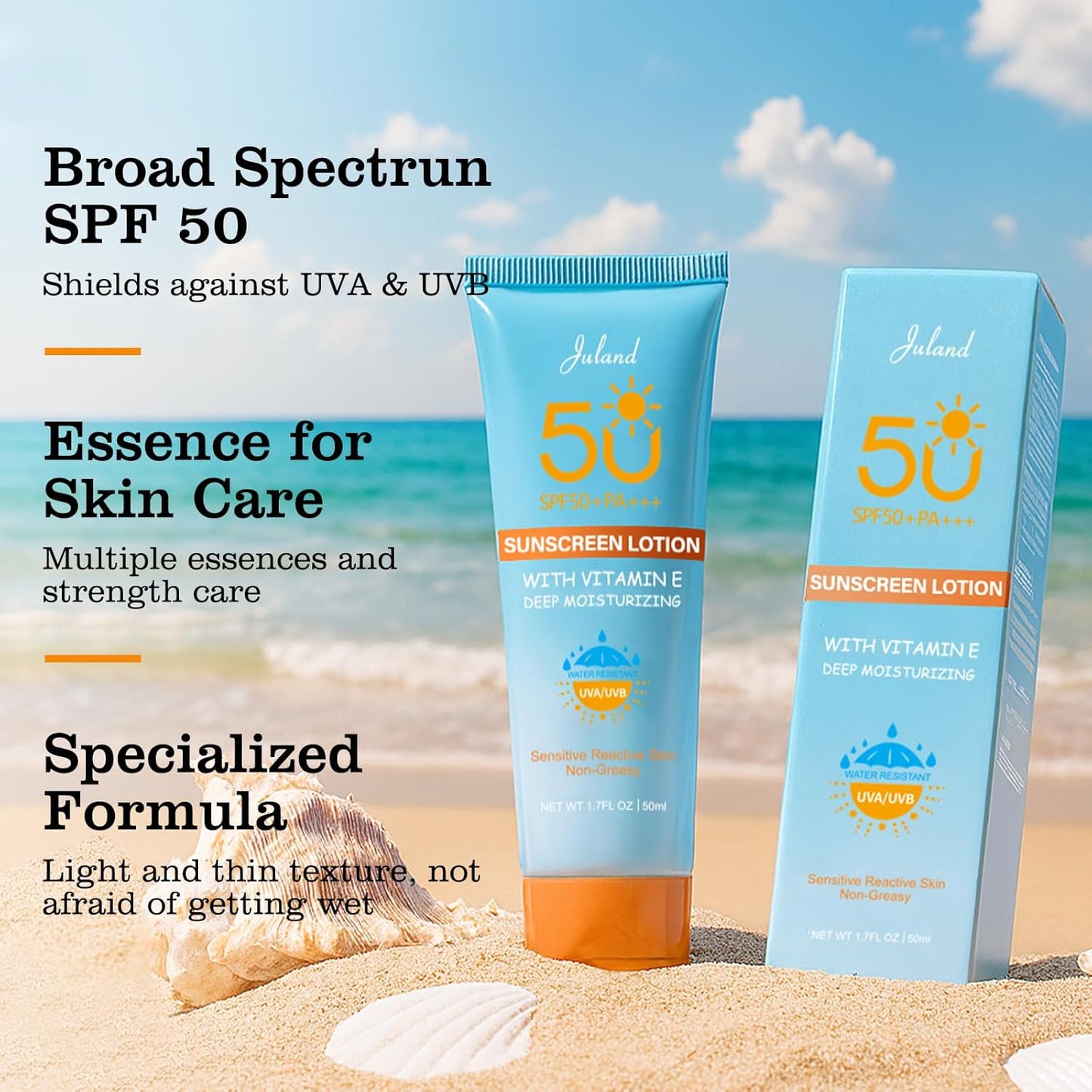 UV Defense Hydro Calming Sunscreen SPF 50+ by [Brand Name] - Moisturizing Daily Protection with Vitamin C for Sensitive Skin, 1.7 Fl Oz