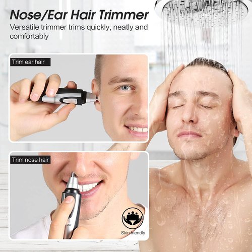 Regine Switzerland Ear and Nose Hair Trimmer - Professional Painless Dual Edge Clipper | Waterproof, Battery-Operated, Black