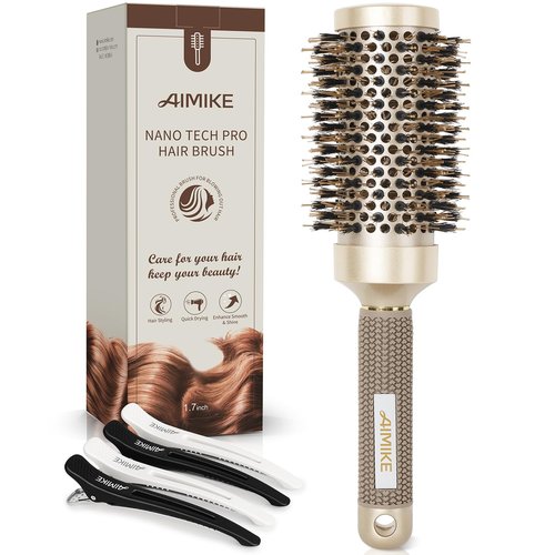 AIMIKE Round Hair Brush - Medium Nano Thermal Ceramic & Ionic Brush for Blow Drying & Styling | 2.9-Inch Barrel