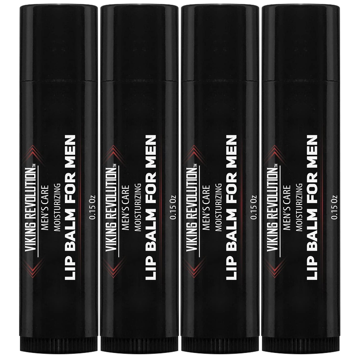 Viking Revolution All Natural Lip Balm for Men - Moisturizer for Dry, Cracked, Chapped Lips with Menthol, Vitamin E - Gifts for Men (4 Pack)